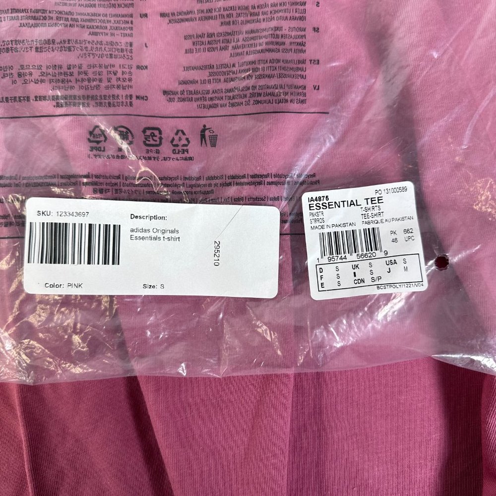 Men's Adidas Pink Trefoil Essentials Tee S - Picture 5 of 5